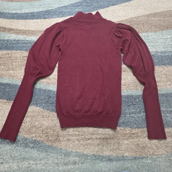 Baby Phat Sweater With High Neck Fitted Sleeves Burgundy Red Good Graphic Size S - Picture 2 of 8